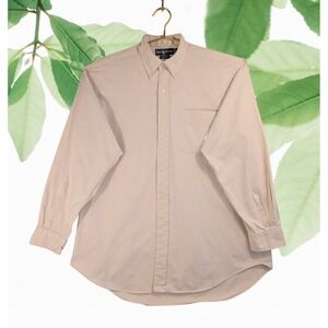 Ralph Lauren Sz L Classic Fit Button Down Shirt Men's Tan Long Sleeve Collared